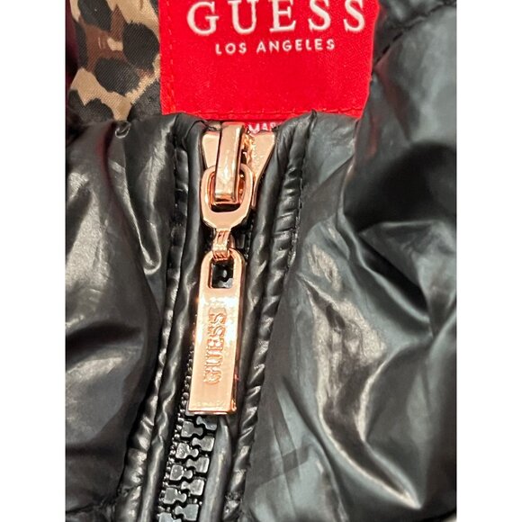 Guess Womens Quilted Black Jacket With Elastic‎ Waist & Zipper Closure Size XL - Picture 5 of 10